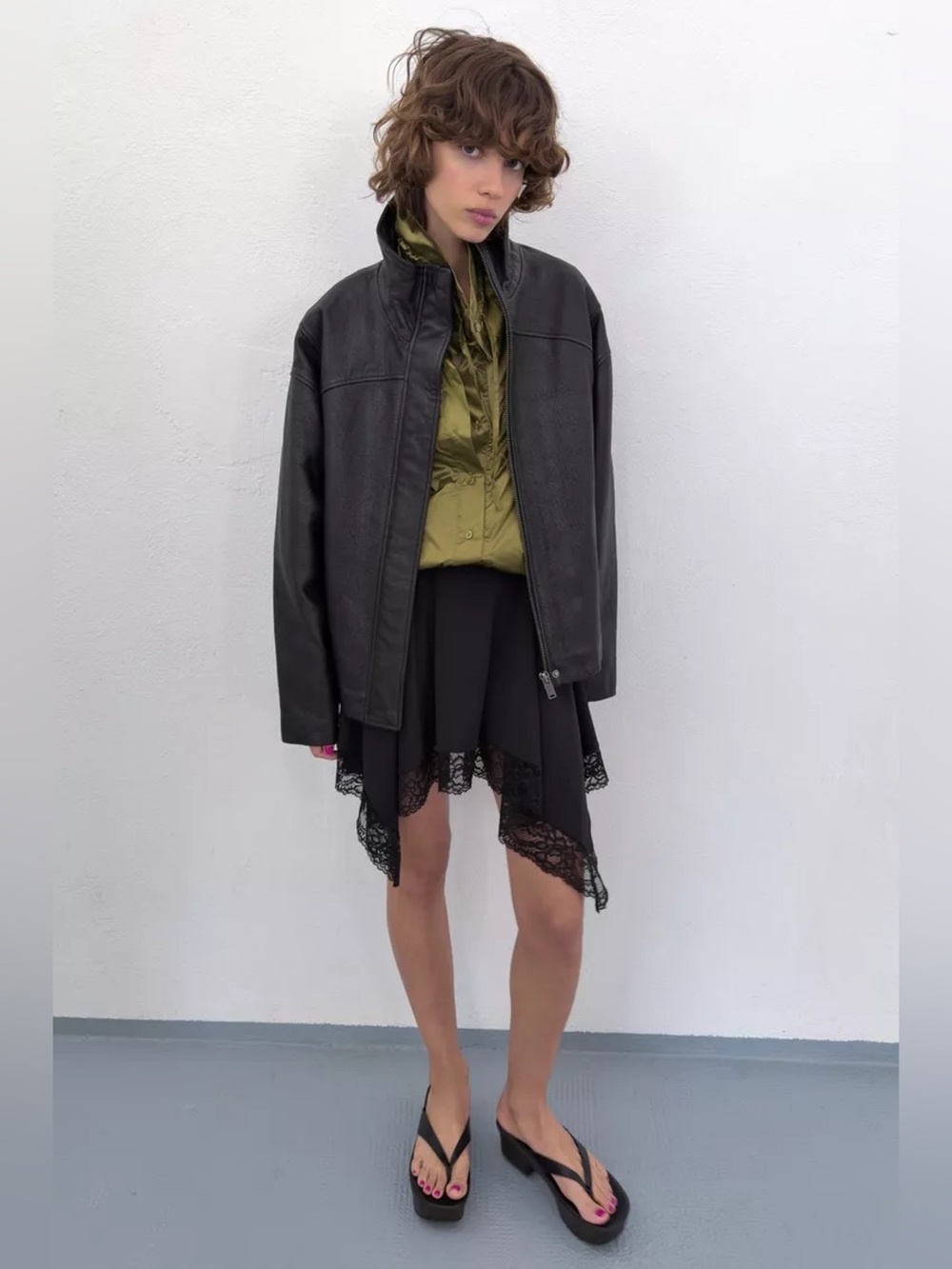 NWT Zara 100% LEATHER OVERSIZED JACKET